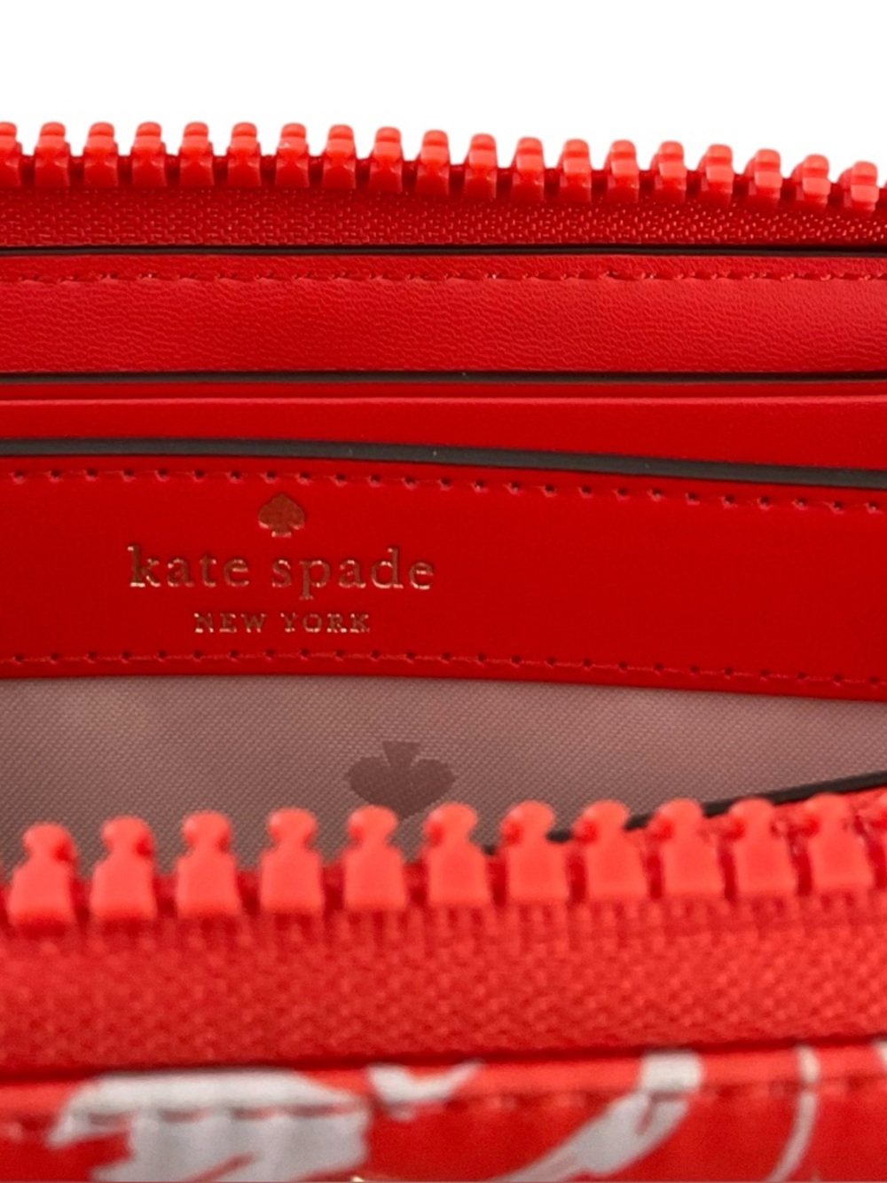 KATE SPADE NEW YORK Zip Around Continental Wallet Orange White Blooms Like New - Picture 4 of 5